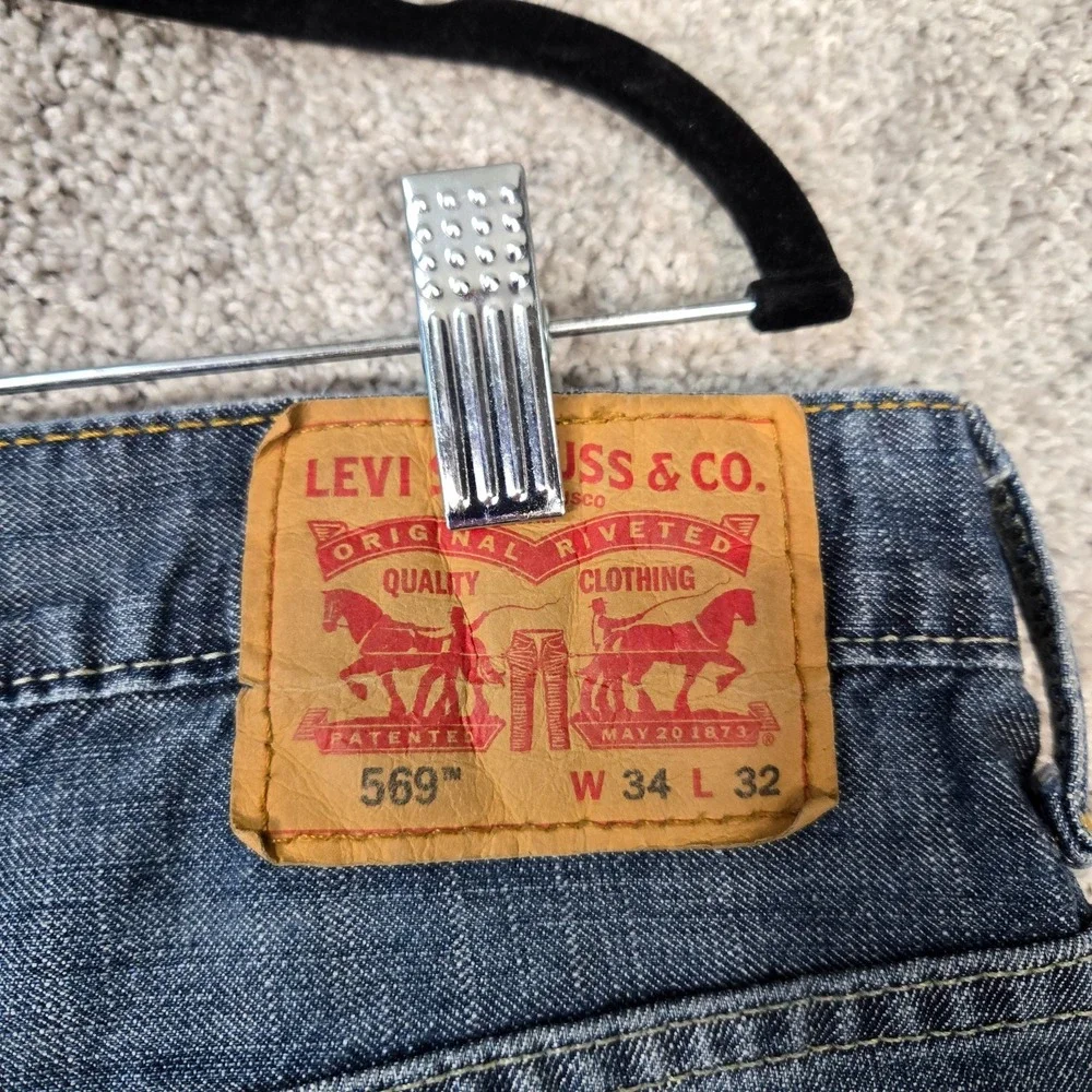 Levis 569 Loose Straight Jeans Mens 34x32 (35x30) blue lightweight 100% Cotton